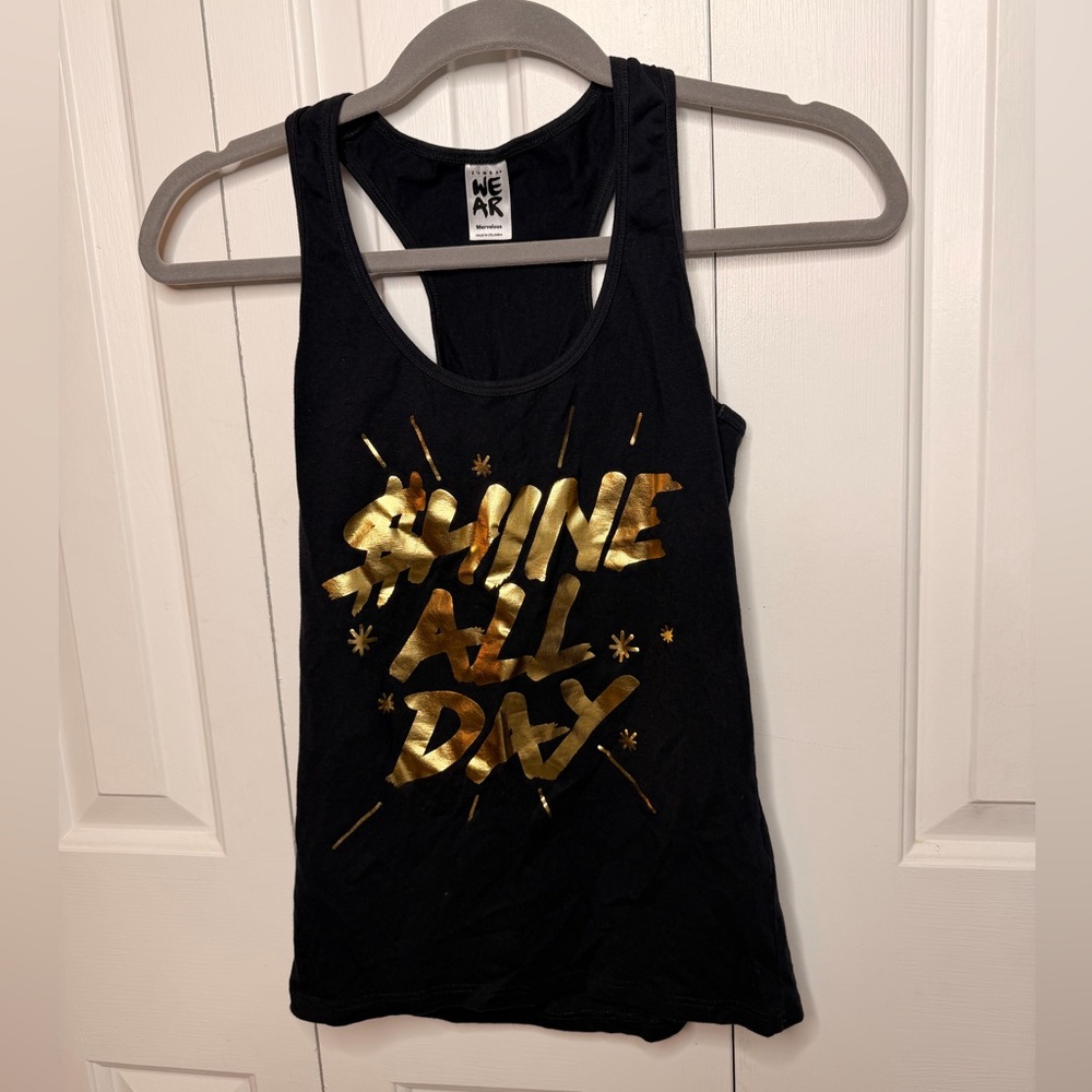 Zumba Fitness Black Tank Top with Gold Print
